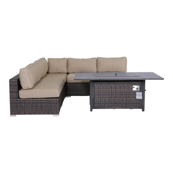 Latitude Run® Fully Assembled 6 Piece Rattan Sectional Seating Group